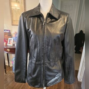 Apt 9 Lambskin Genuine Black Leather Women's Jacket Womens Size Small